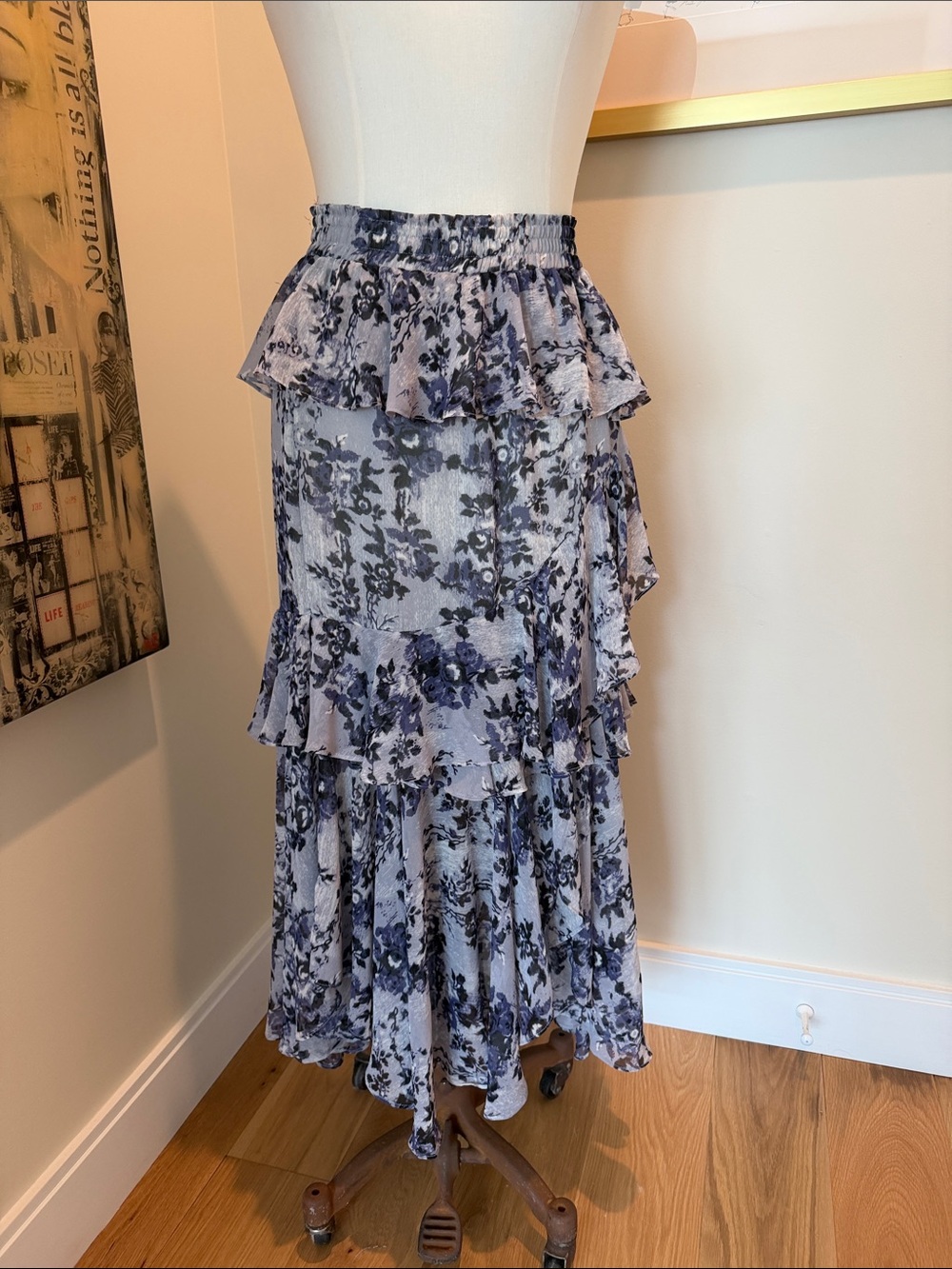 Misa Los Angeles Floral Tiered Ruffle Maxi Skirt - Purple